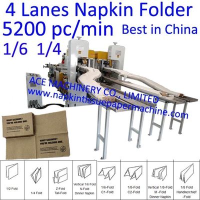Hoge snelheid 5200 Pc/Min 4 Stegen Automatisch Document Servet die tot Machine 300x300mm maken de Machine van het Papieren zakdoekjeservet